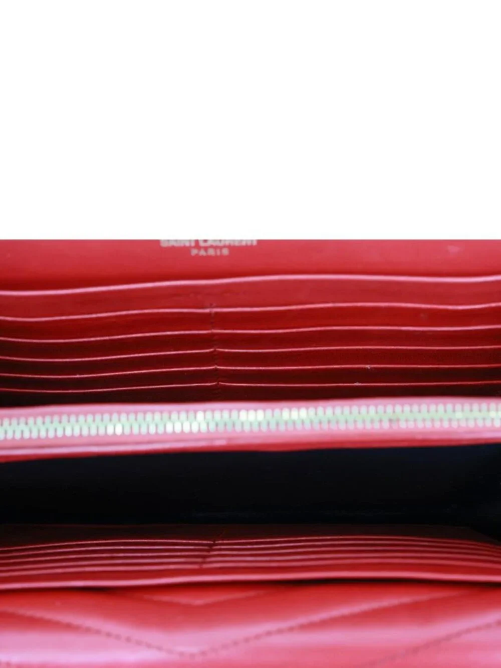 Yves Saint Laurent  Sulpice Matelasse Leather Wallet On Chain Red